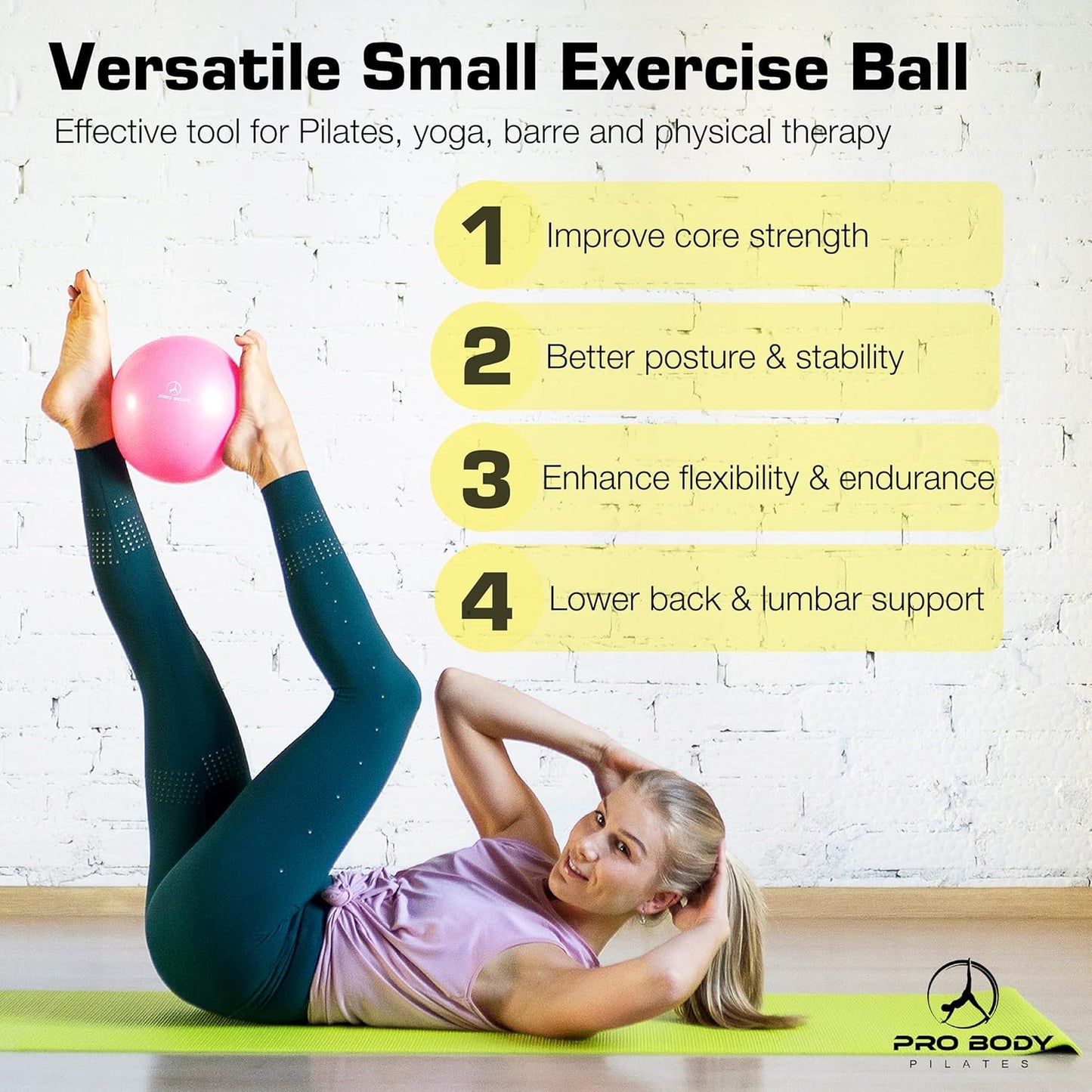 9-Inch ProBody Pilates Exercise Ball - Stability, Yoga, Core & Therapy Workout