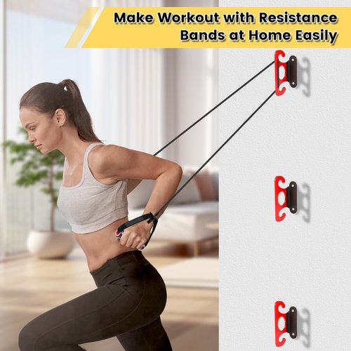 Lovind Resistance Band Wall Anchors,Home Gym Workouts Anchors Door Anchor for Resistance Bands for Strength Training, Resistance Training, and Physical Therapy Exercise (Red)