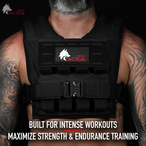 WOLF TACTICAL Weighted Training Vest - Weighted Vest Men Strength Training Weight Vests Workout Weight Vest for Men (Black, 25 LB)