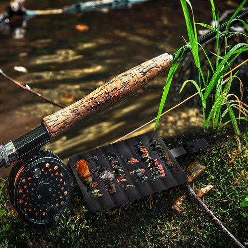 Blueweenly 4 Pcs Fly Fishing Rippled Foam Fly Patch for Vest with Cilp Light Weight Foam Black Fly Patch with Clip for Vest Fishing Tackle Tools Accessories