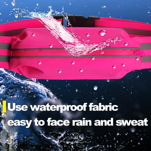 Oeyliz Running Belt Running Phone Belt for Women and Men Phone Holder Runners Pouch Waist Reflective Runners Money Belts Exercise Waist Workout Jogging Running Gear Accessories (Pink）