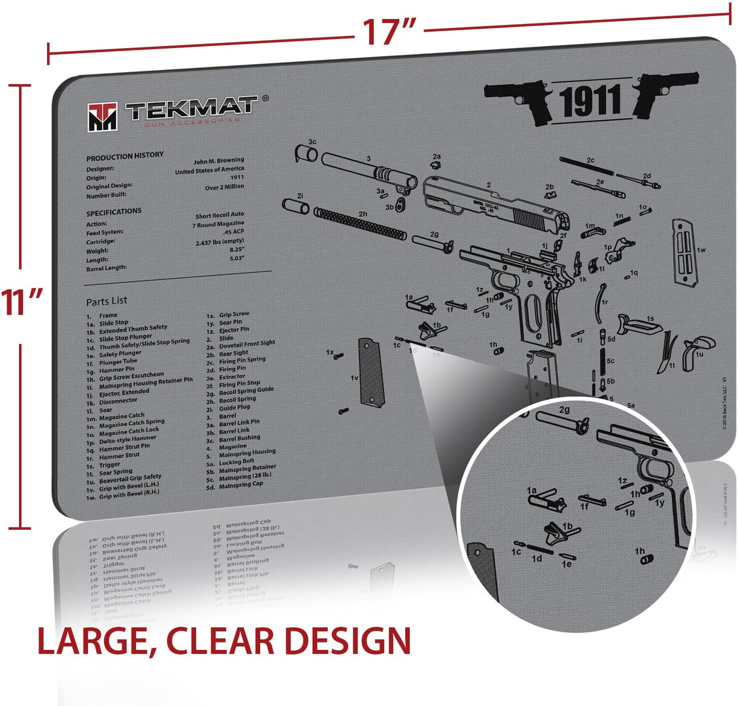 TekMatGun Cleaning Mat 1911