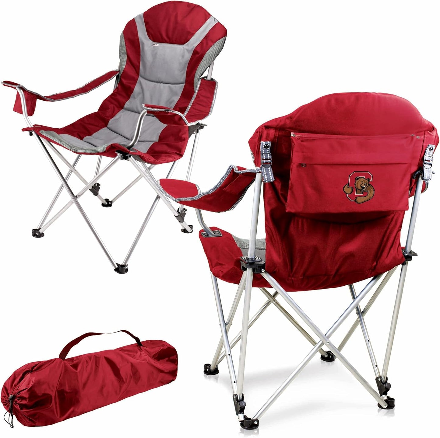 PICNIC TIME NCAA Arkansas Razorbacks Reclining Camp Chair - Beach Chair for Adults - Sports Chair with Carry Bag