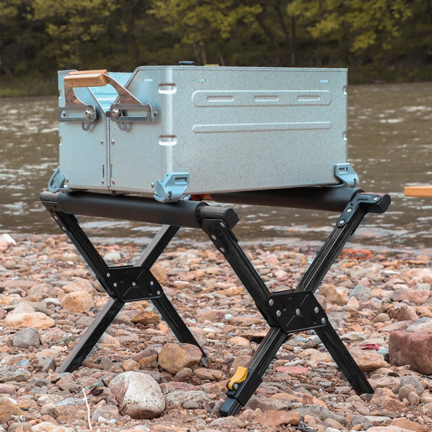 Folding Cooler Stand, Aluminum Alloy Adjustable Folding Cooler Stand Frame Portable Cooler Rack Luggage Rack For Guest Room Foldable Fridge Ice Box Holder for Camping BBQ Cooking