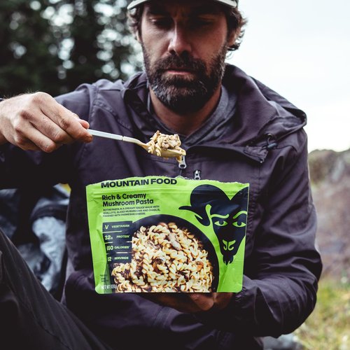 BIGHORN Mountain Food Vegetarian Creamy Mushroom Pasta - premium freeze dried meals for backpacking food - vegetarian backpacking meals - ideal camping meal just add water - great taste - 2 servings