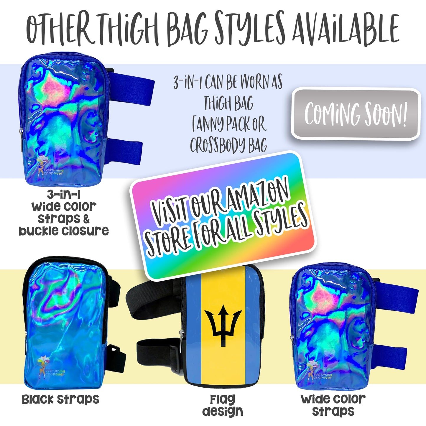 Holographic Thigh Bag | Leg Harness for Women | Outdoor Leg Pouch | Carnival Hiking Travel Fanny Pack with Adjustable Straps | Brown