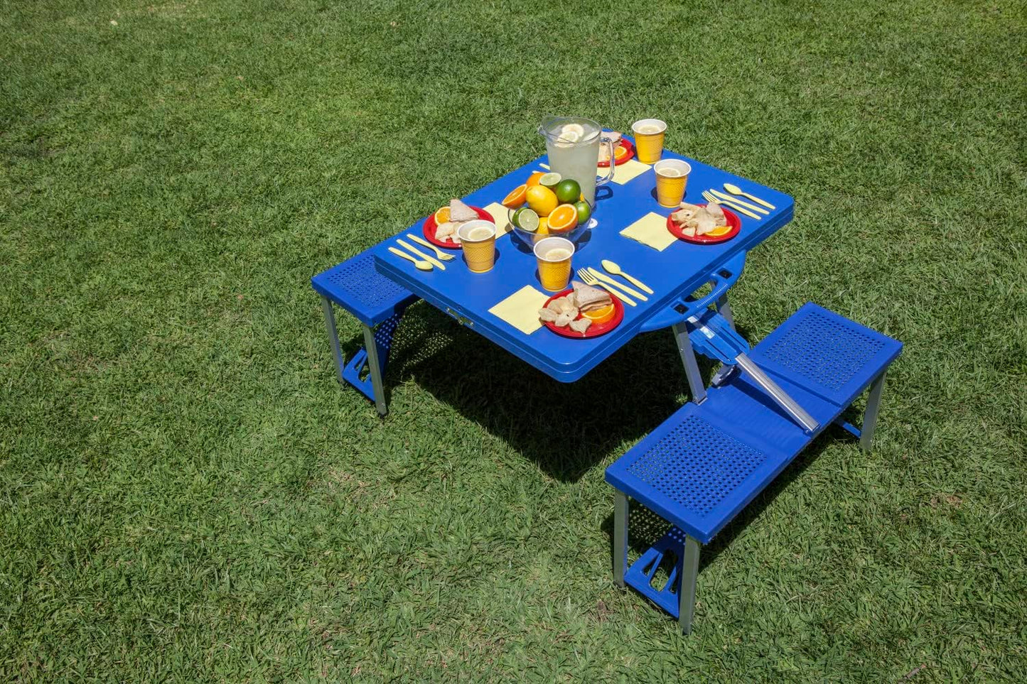PICNIC TIME NCAA Penn State Nittany Lions Folding Picnic Table - Camping Table - Outdoor Table with Umbrella Hole, (Royal Blue)