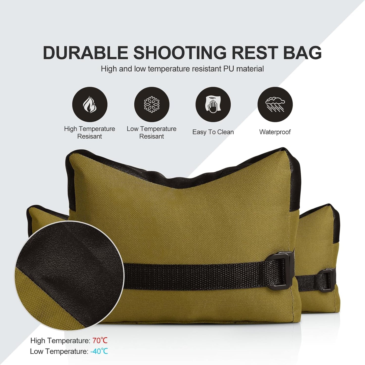 Twod Outdoor Shooting Rest Bags - Target Sports Bench Rest with Front & Rear Support SandBag Stand Holders for Gun Rifle Shooting Hunting Photography - Unfilled