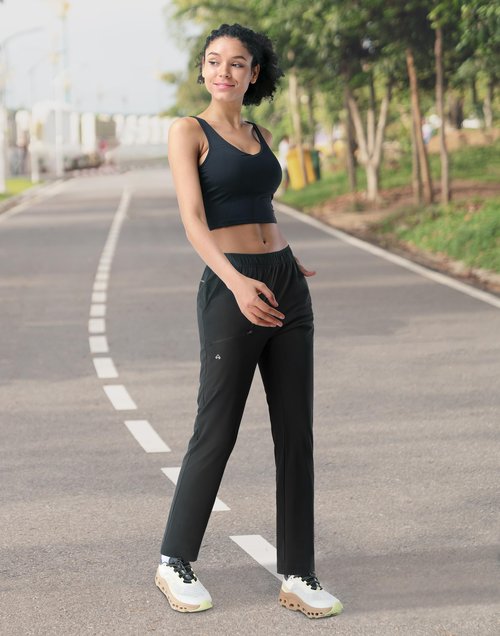 Pioneer Camp Lightweight Hiking Pants Elastic Waist Adjustable Jogger Travel Track Summer Petite Athletic Pants for Women 2024 Black