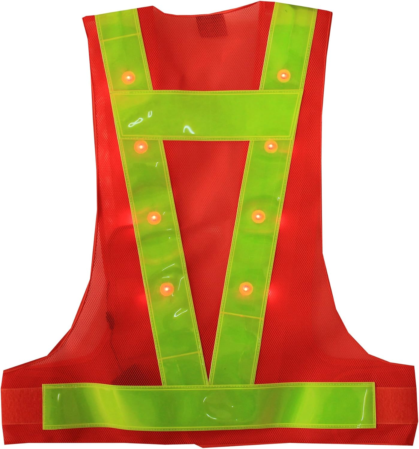 YOA 16 LED Light up Cycling Traffic Outdoor Night Safety Warning Vest (Led Safety Vest Orange)