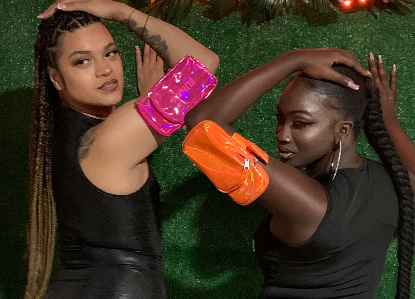 Generic Holographic Arm Bag |Festival Bag Outdoor Waist Pouch | Carnival Hiking Pack with Adjustable Straps (Red)