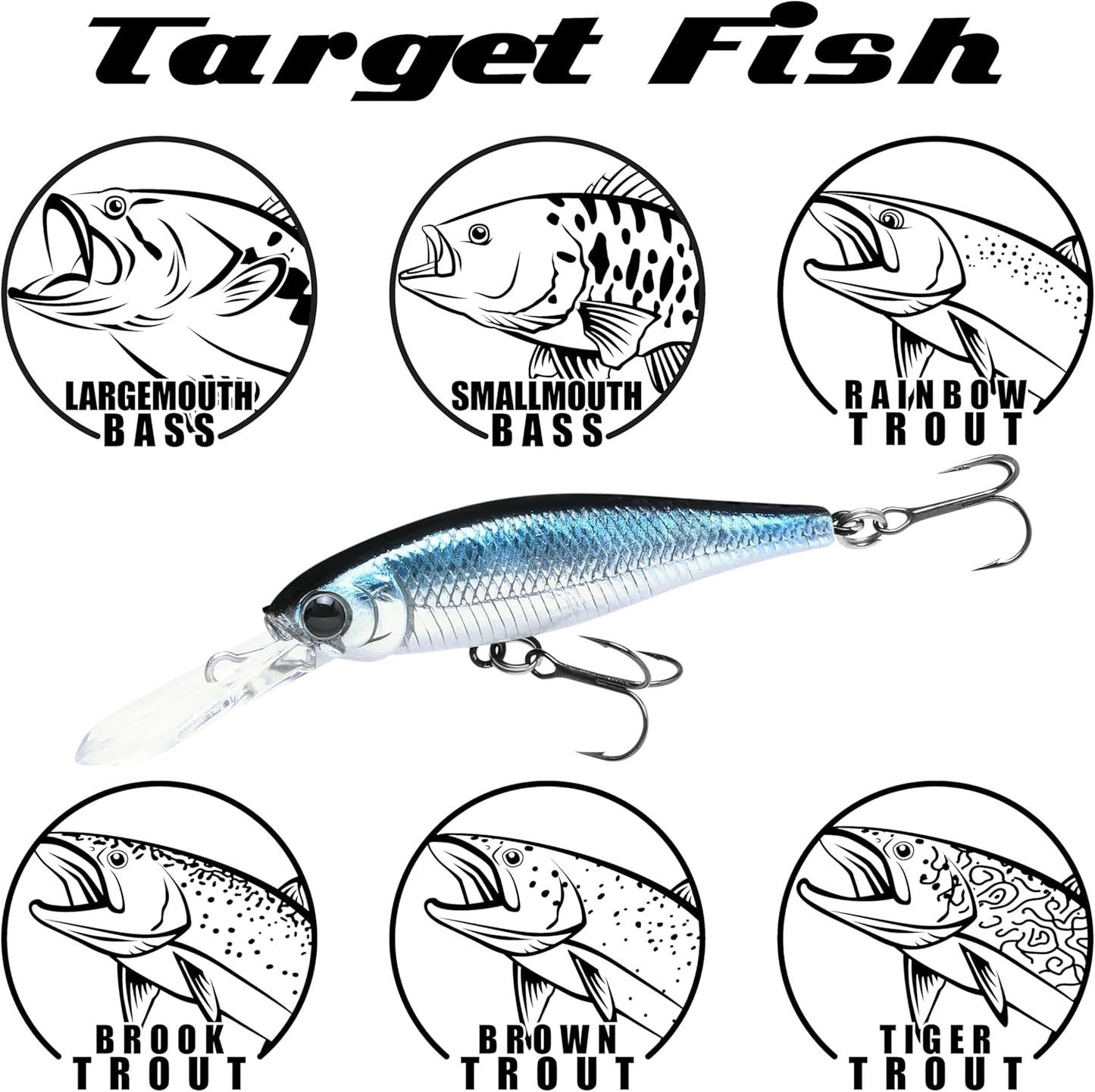 Pointer 48DD Fishing Lures - 2” Deep-Diving Jerkbait for Trout & Bass, Freshwater Tackle
