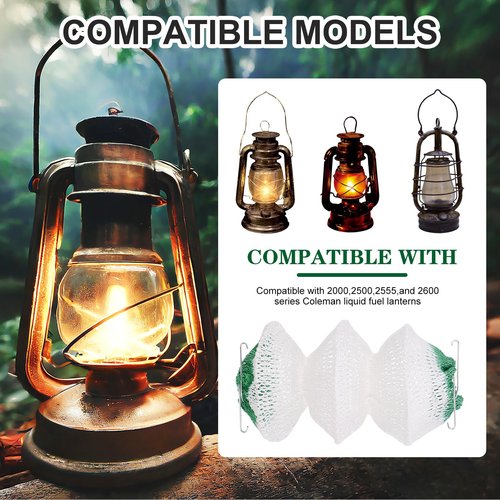DIVINA VITAE 12Pack Lantern Mantles 3-Layer Gas Lamp Mantles Accordion Shape Propane Lantern Mantles with 2 Install Clip, Gas Lantern Mantles for Outdoor Camping Lights Gas Lantern Kerosene Lantern