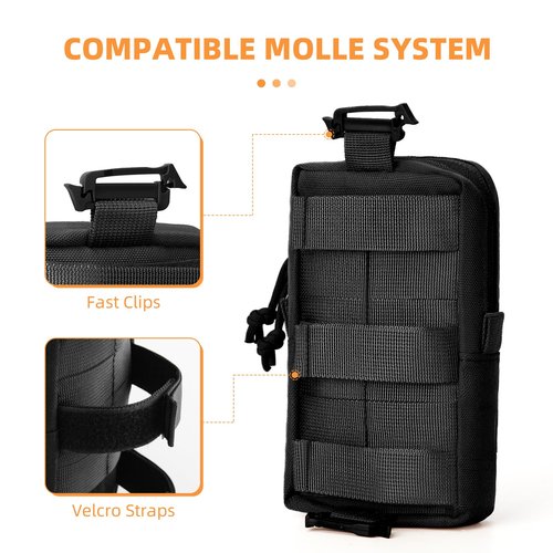 MCCC Cell Phone Pouch for Backpack Shoulder Strap, Belt & Vest fits Molle System, Small EDC Tactical Pouch with Zipper