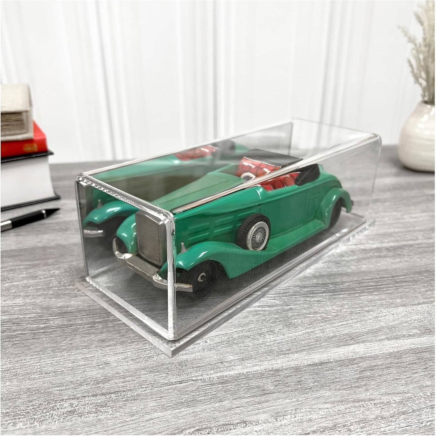 Plymor Clear Acrylic Display Case with Hardwood Base, 9" W x 3.5" D x 3" H