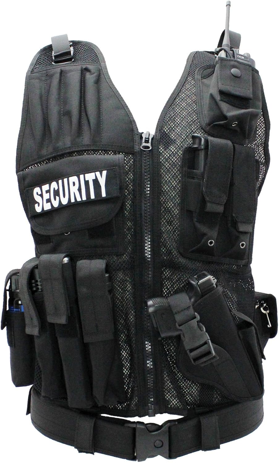 First Class Tactical Vests with Security ID Gold,Tactical Vest Outdoor, Breathable Training AirSoft Subcompact Black Vest