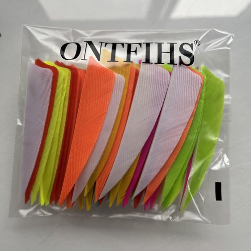ONTFIHS 50PCS Archery Fletching RW 3" Shield Arrow Feathers with Natural Turkey Feathers Right Wing (WHITE)