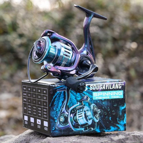 Sougayilang Chameleon Paint Spinning Fishing Reel,Super Powerful Smooth Drag with 11+1 Ball Bearings from 1000 to 4000 Series for Freshwater Saltwater 2000