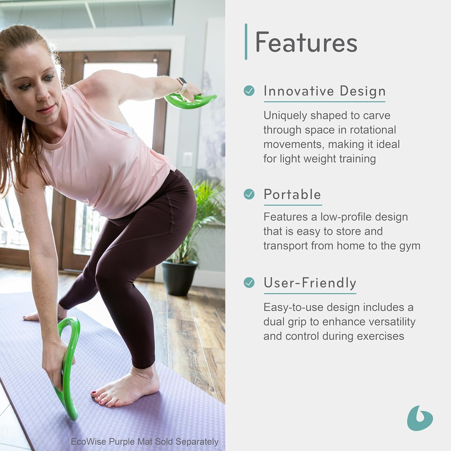 SmartBell Ergonomic Pilates Dumbbell - Two-Handed Exercise Weight for Home Gym