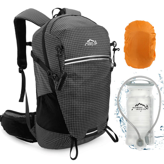 IX INOXTO Hydration Pack, 25L Hiking Backpack with 3L Water Bladder and Rain Cover, Lightweight Hydration Pack for Hiking, Cycling, Climbing, Camping (Black)