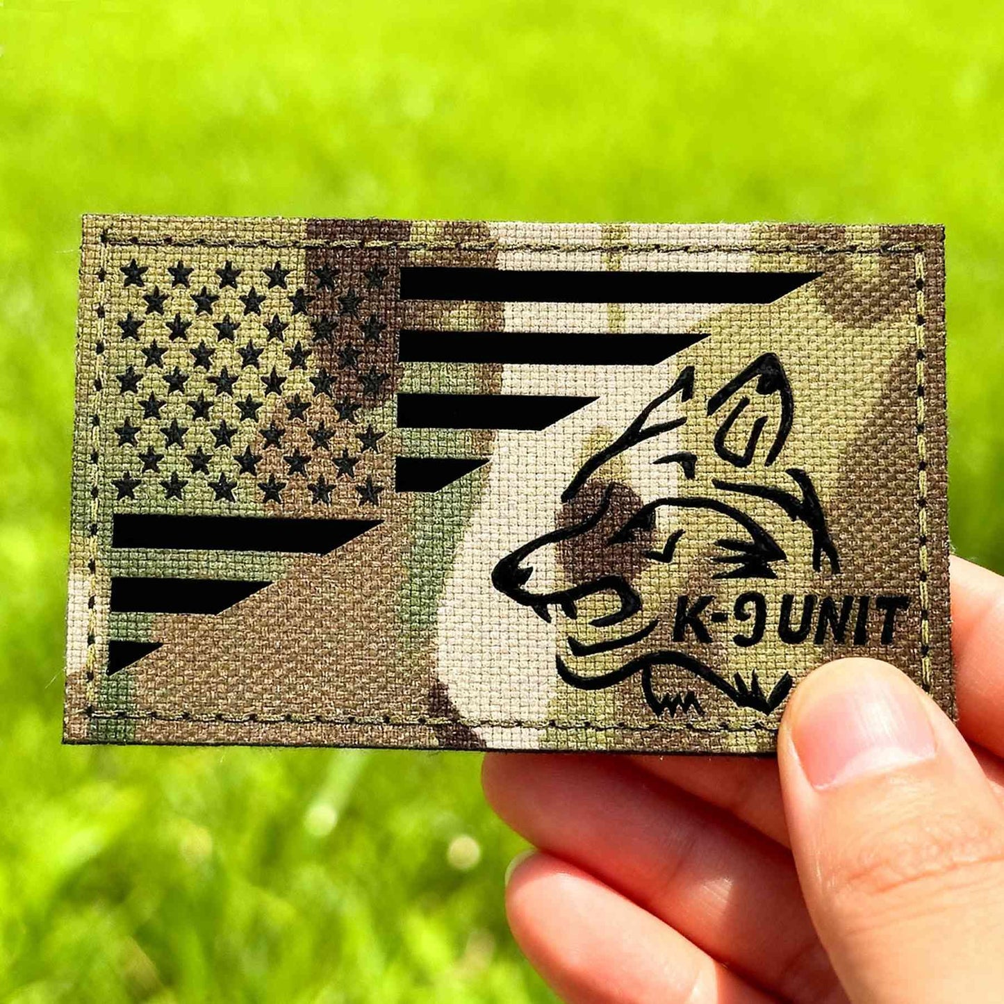 IR Infrared K9 Dog Patch, Camouflage Reflective Wolf Military Morale Patch for Tactical Vest Jacket Bags Backpacks