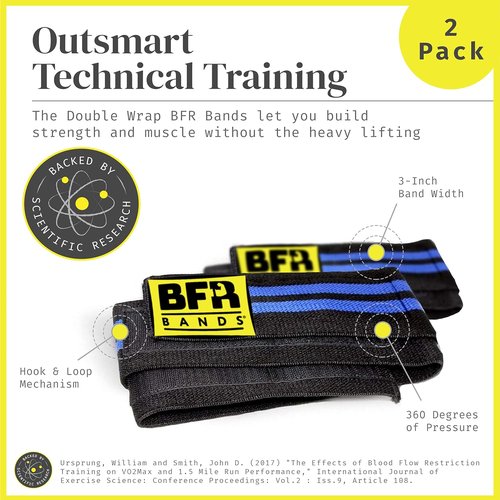 Blood Flow Restriction Bands - 2 Pack for Legs, Booty & Glutes, 3-Inch Wide Straps - DoubleWrap Occlusion Bands for Gym & Weight Lifting to Increase Muscle Mass in Women & Men