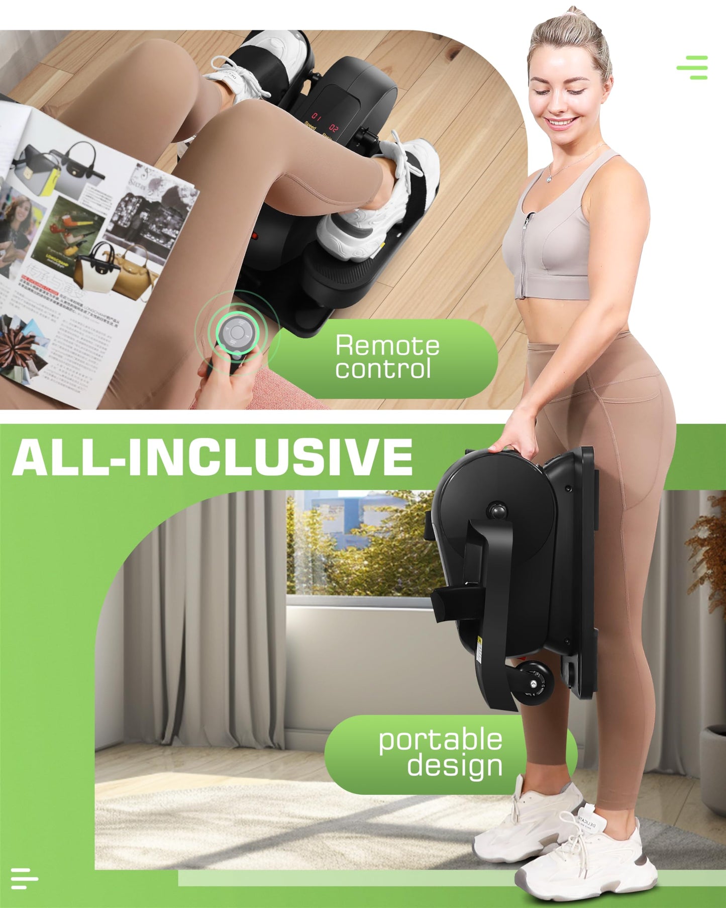 FUNMILY Under Desk Elliptical Machine with Large LCD Display, Remote Control & Non-Slip Foot Straps – Quiet Magnetic Resistance, 100% Pre-Assembled – Ideal for Seniors, Adults & All Ages (Black)