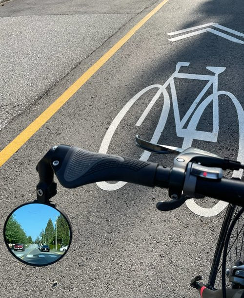 Hafny NEW Bar End E-Bike Mirror, Large Bicycle Mirrors for Electric Bike, HD Automotive Grade Glass Bicycle Mirror, Safe Blast-Resistance Cycling Mirror (HF-M958S-FR08) (Anti-glare Blue Glass)