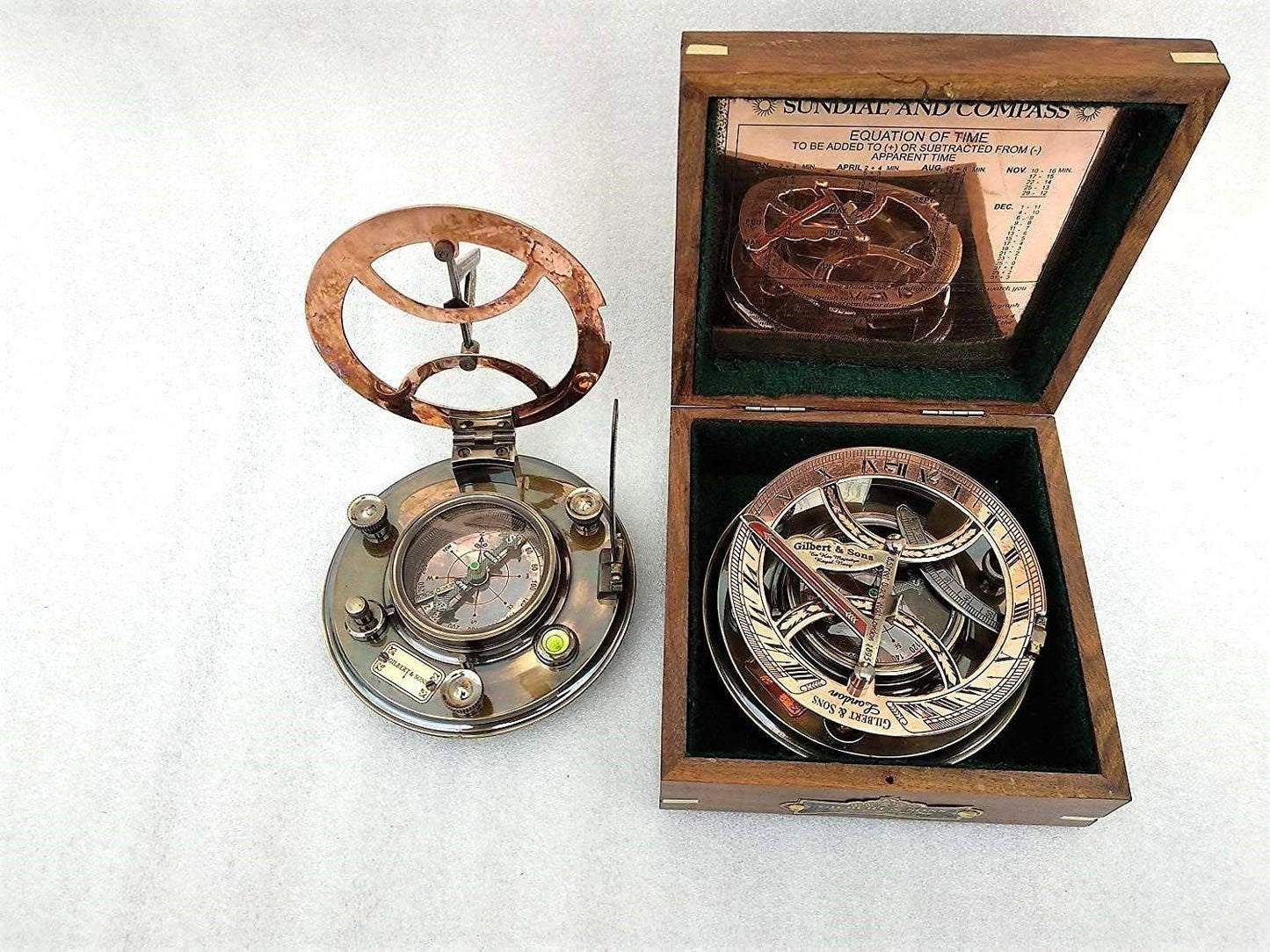 Antique Maritime Decor: Personalized Pocket Sundial Compass - Nautical Decor for Home, for Him, Copper Sailboat Accessories, Engraved Compass Gift