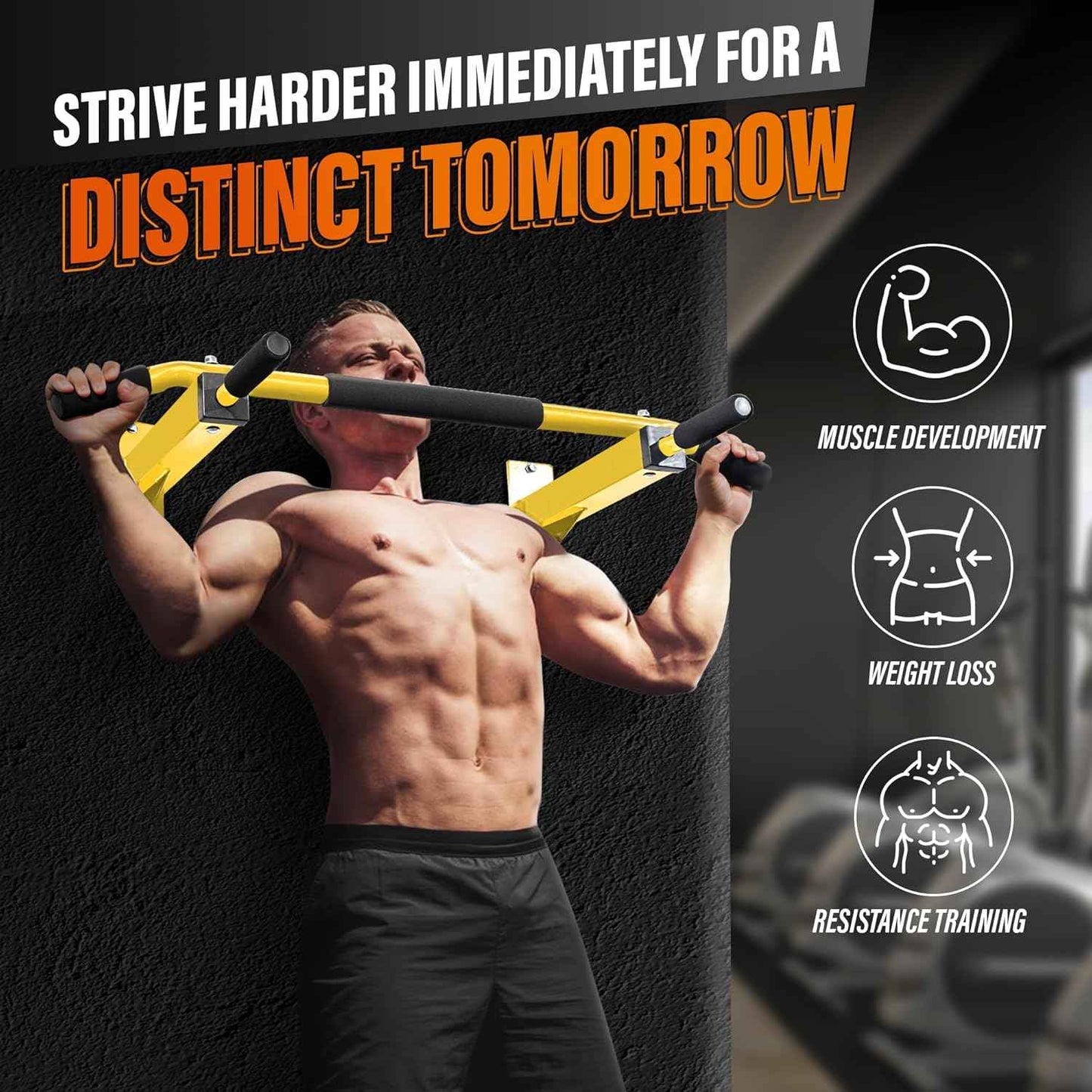 Wall Mounted Pull Up Bar - Multifunctional Home Gym Strength Training Equipment