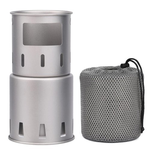 Lixada Camping Stove Titanium Backpacking Wood Burning Stove Portable Folding Camping Wood Stove Lightweight Mini Camp Stove for Outdoor Camping Trekking Hiking Backpacking Picnic BBQ