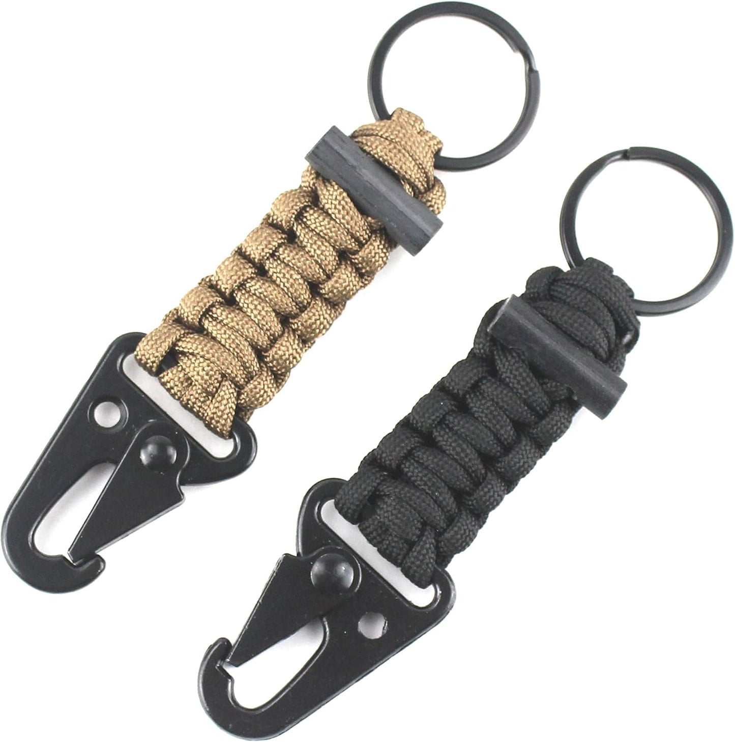 Paracord Keychain Carabiner 2PCS Pack Survival Paracord Lanyard with Fire Starter