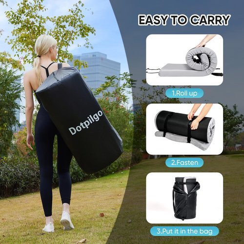 Dotpilgo Memory Foam Camping Mattress Pad Portable Roll Up Bed Mattress Topper Lightweight Sleep Mat Cot Mattress Pad Guest Bed for Adults Travel Car Camping with Removable Waterproof Cover Travel Bag
