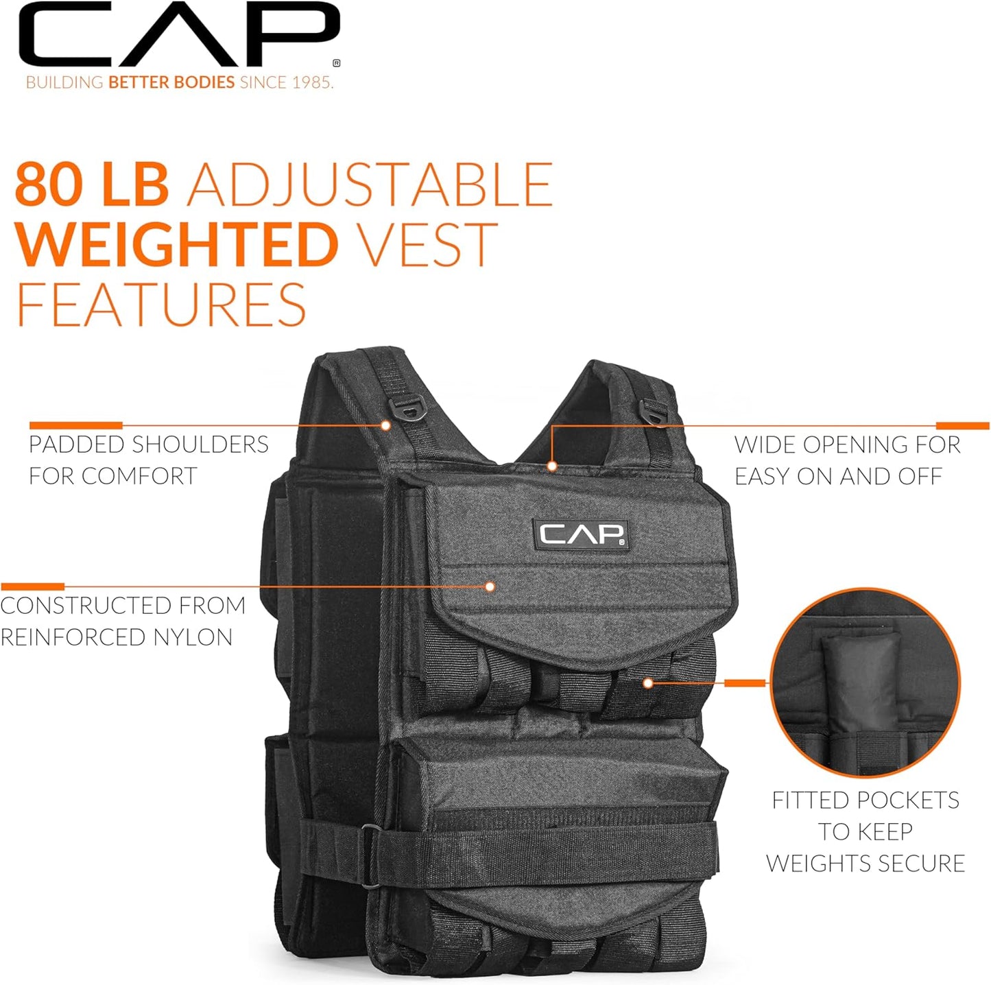 Adjustable Weighted Vest by CAP Barbell | Custom Fit for Enhanced Workouts