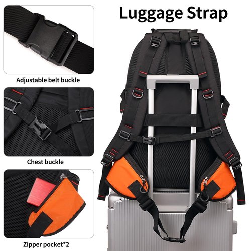 Nerlion 40L Hiking Backpack Travel Backpack for Men Women Camping Waterproof Outdoor Hiking Daypack Lightweight Backpack (Orange)