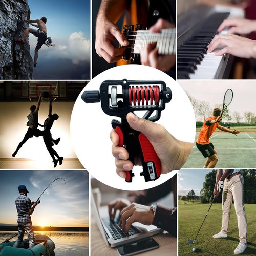 Grip Strength Trainer Hand Grip Strengthener Forearm Strengthener Adjustable Distance/Resistance Hand Gripper Strengthener（11-220lb）Counting Double Spring Hand Gripper