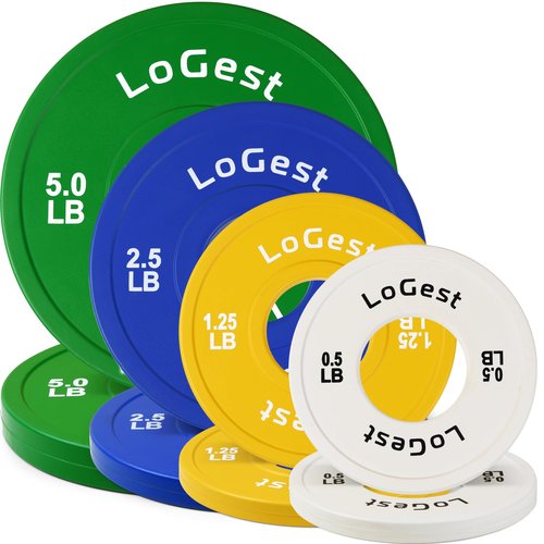 LoGest Olympic Change Weight Plates - For Weightlifting, Powerlifting or Gymnastics Fractional Weight Plates - 0.5LB 1.25LB 2.5LB 5LB 7.5LB 10LB Pair Cross Training Bumper (Colored - 05-1.25-2.5-5LB Pair Set)