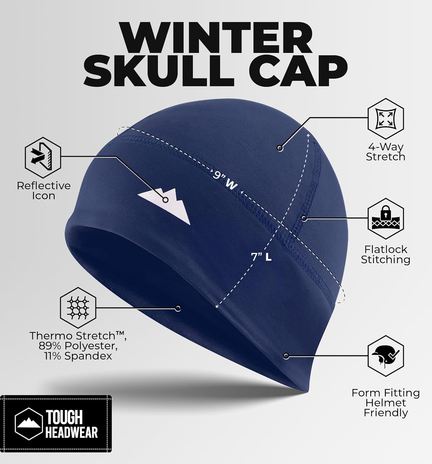 Tough Headwear Skull Cap for Men - Beanie Hats - Skully Beanie Cap - Cooling Skull Caps for Men Locs Sweat Dreads Running