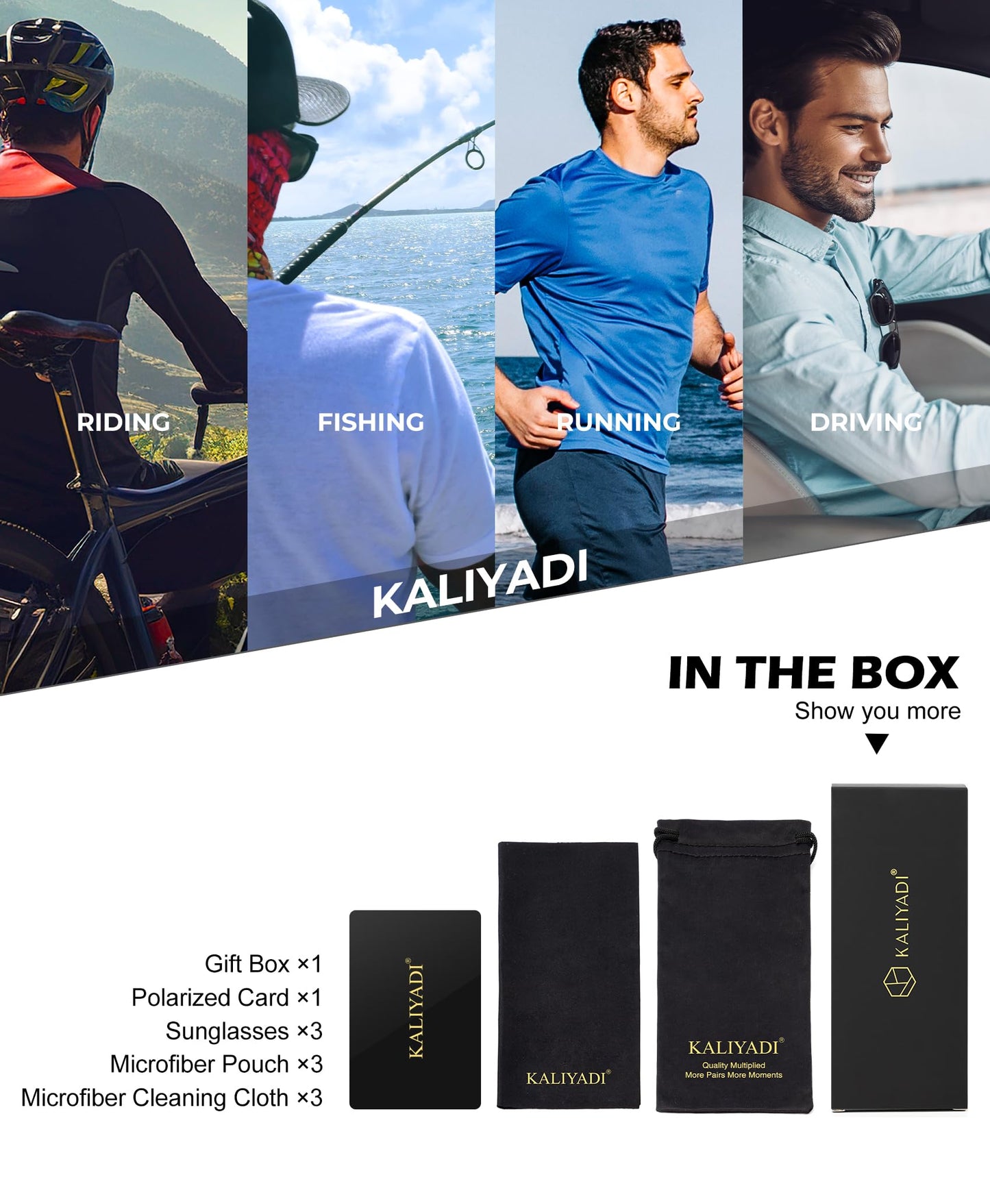 KALIYADI Polarized Sunglasses Men Mens-Sunglasses: Unisex Polarized Sun Glasses Lightweight Driving Fishing UV Protection