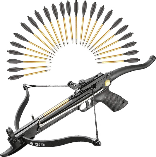 80 Lbs Self-Cocking Crossbow with Adjustable Sight & 27 Aluminum Arrow Bolts