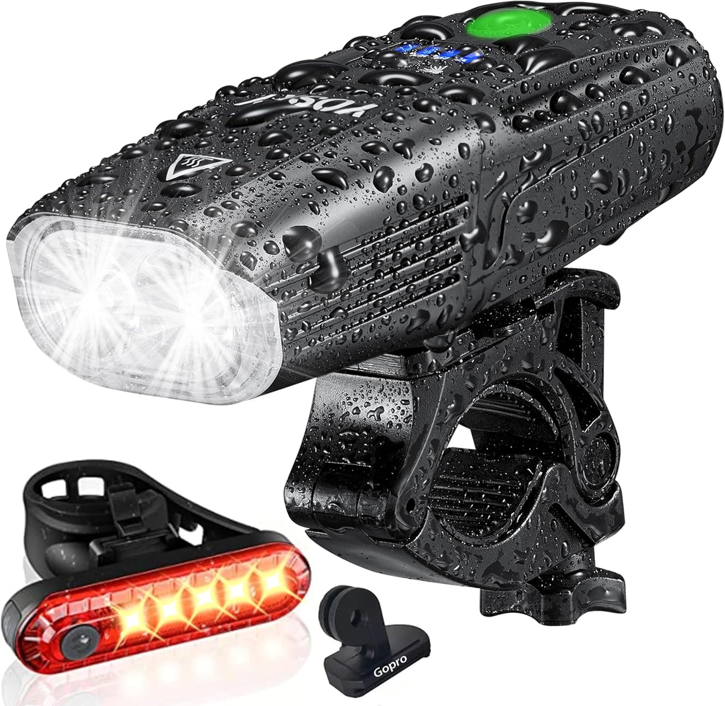 Yosky USB Rechargeable Bike Light Set - EVO 5400mAh Smart Bike Headlight and Tail Light - Super Bright Bike Light Front and Back for Adults Kids Men Women Night Riding