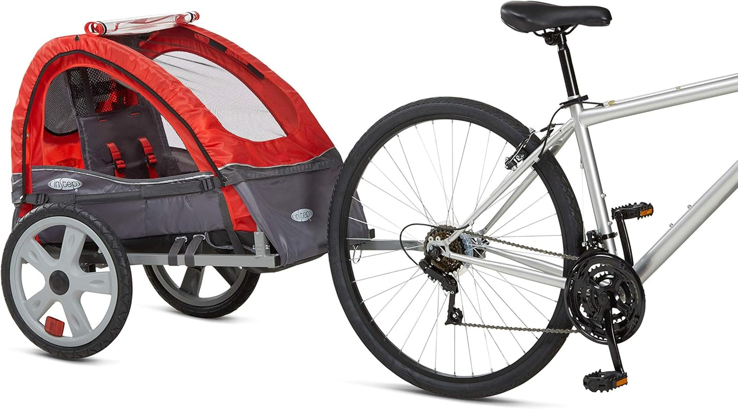 Take 2 or Sync Kids Bike Trailer, Single or Double Seat, Universal Coupler, Folding Frame, Quick-Release Wheels, Canopy with Bug Screen and Weather Shield, Bike Trailer for Kids