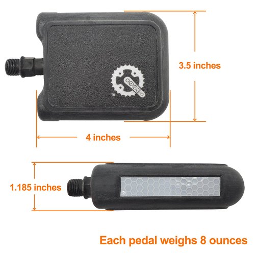 Bumper Pedal - The Bicycle Pedal for Commuting, Beach Cruising, and More (Black, Standard (9/16"))