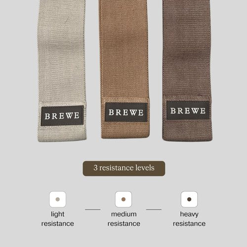 BREWE Resistance Bands Set for Women & Men, 3 Pack, Neutrals, Anti-Slip Fabric Bands for Booty, Legs & Thighs