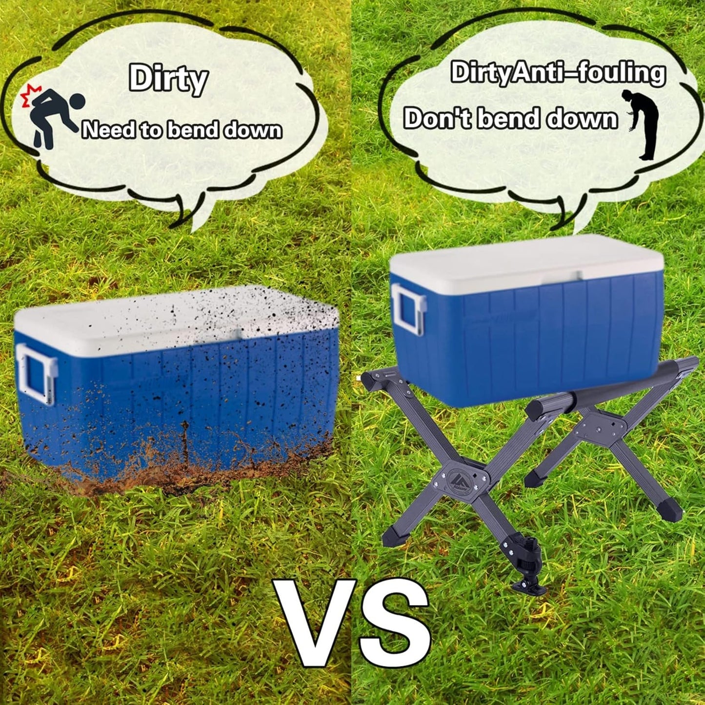 Ablazer Folding Cooler Stand with Carry Bag, Anti-Slip for Camping Hiking BBQ Cooking Picnic Outdoor, Light Weight Foldable Fridge Ice Box Holder