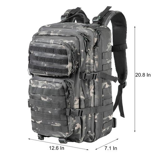 BeigeSwan 35L Capacity Military Tactical Backpack Large Army 3 Day Assault Pack Molle Bag Backpacks Laptop Backpack for Men (Black Camo)