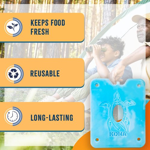 Kona Large Reusable Ice Packs for Coolers – Turtle Design for Long-Lasting Cold, Freezer Packs, Ice Packs Cooler – Ideal for Camping, Travel, and Lunchboxes (Set of 2)