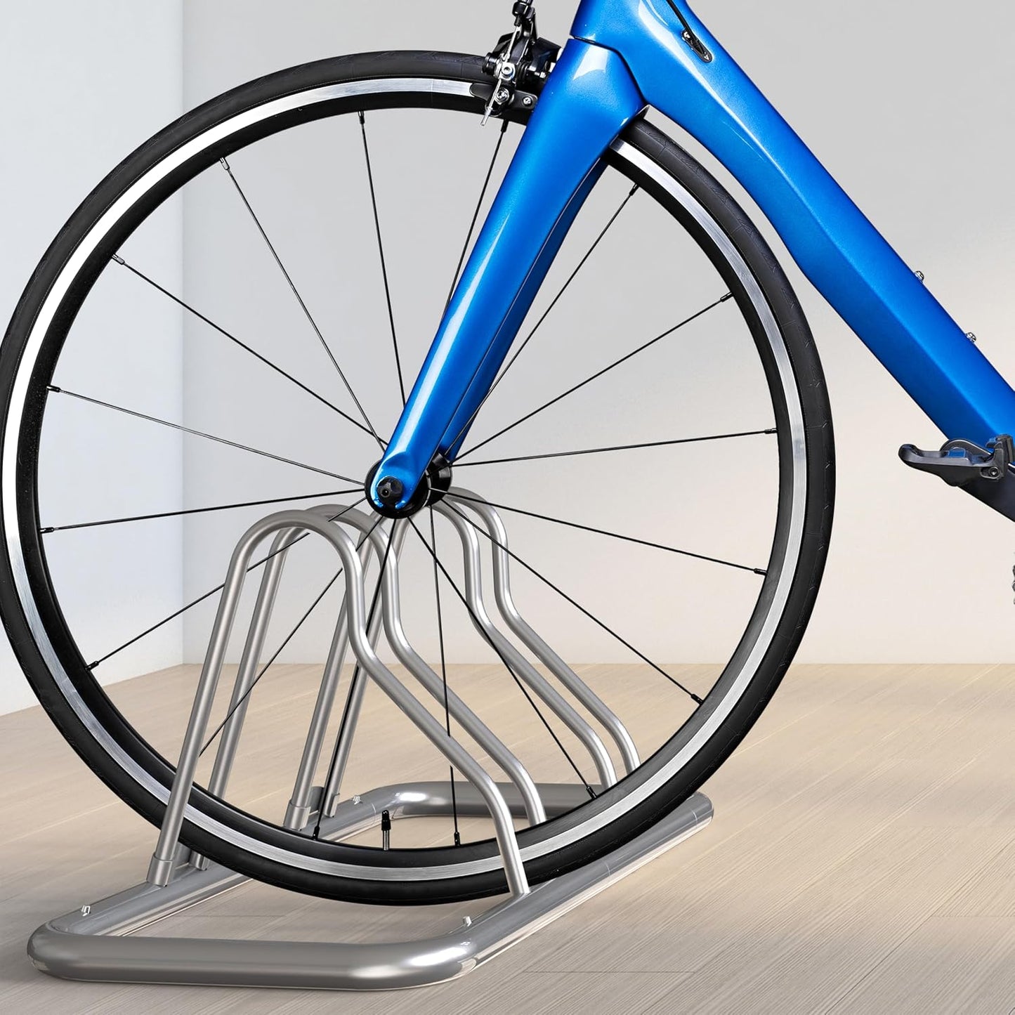 Simple Houseware 5 Bike Bicycle Floor Parking Adjustable Storage Stand, Silver