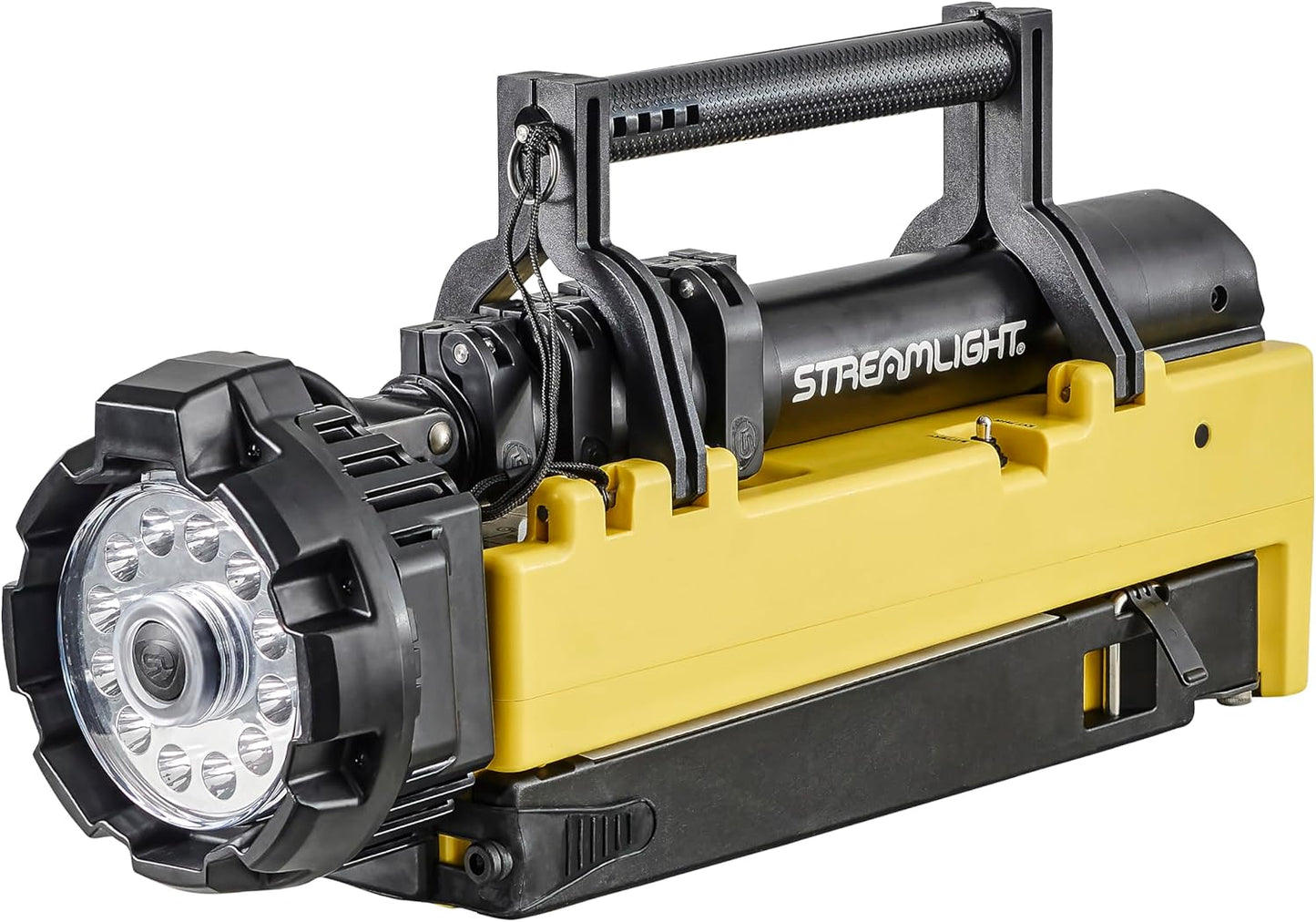 Streamlight 45670 Portable Scene Light 10,000-Lumen Portable and Collapsible Flood Light with Heavy-Duty Shoulder Strap, 120V AC Charger, 12V DC Cord and 6-Foot Extension Pole, Yellow