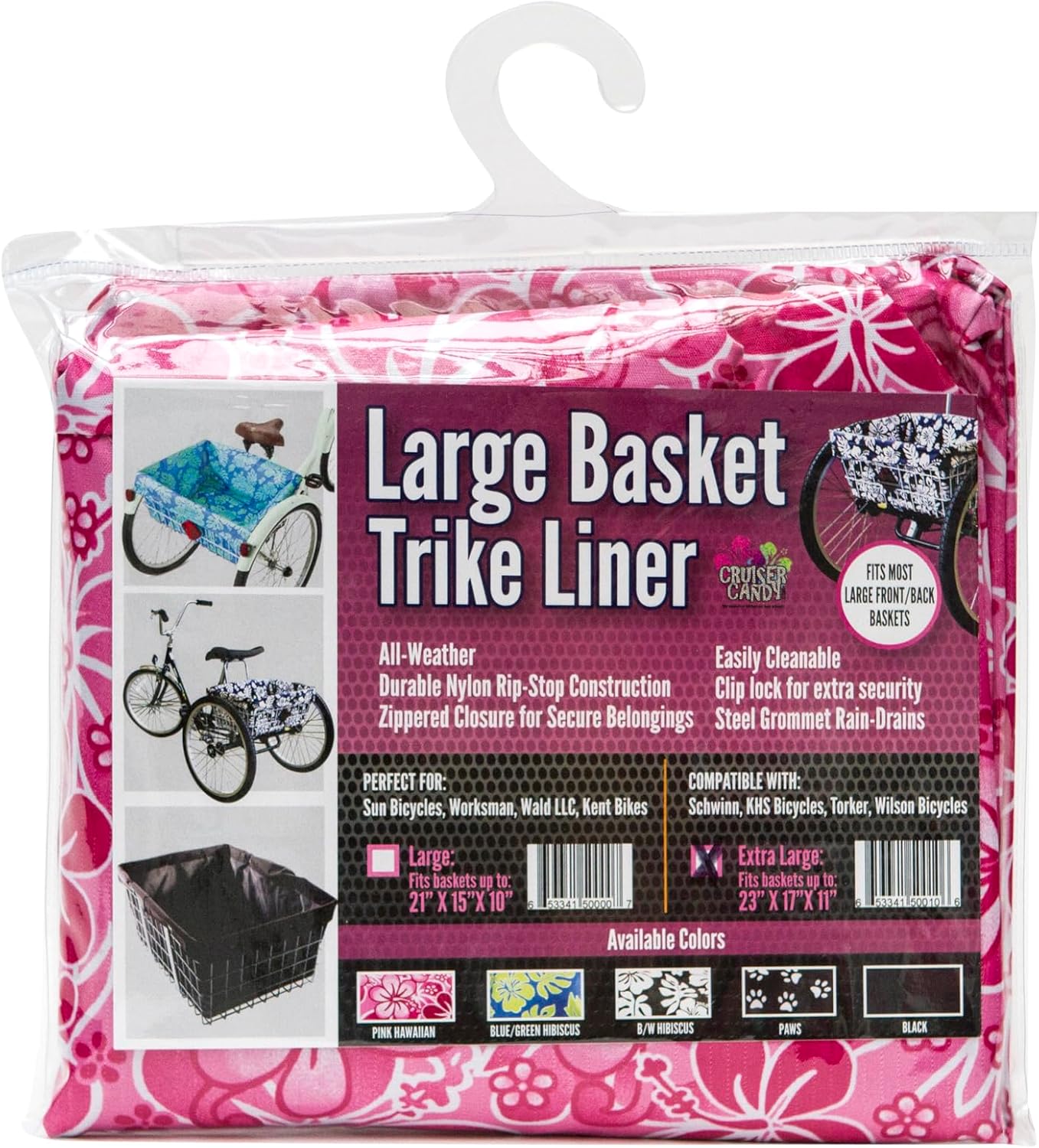 Adult Trike Bicycle Basket Liner, Large Bike Basket Liner, Extra Large Trike Only Rear Basket Liner